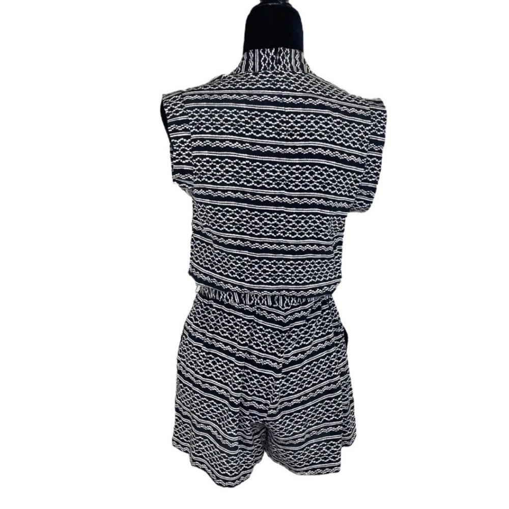 Madewell 100% Silk Kimono Romper in Tidalwave Size XS Black White Print - Picture 3 of 9